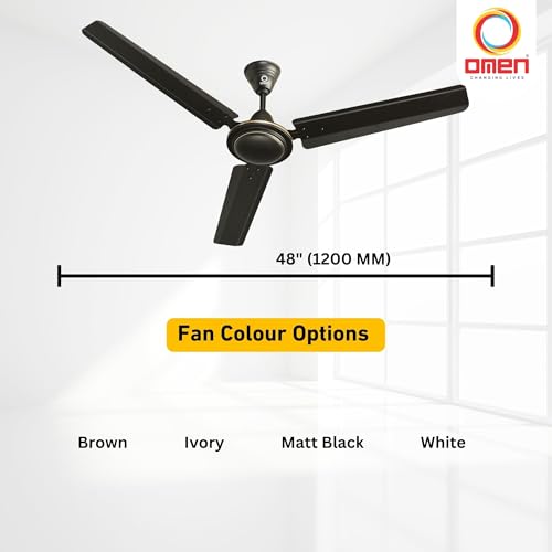 Image of Omen Changing Lives 1200mm Aeroclassic Ceiling Fan | BEE Star Rated| Decorative Design with Elegant Looks | High Air Delivery & Outstanding Performance | 2-Year Warranty | Pack of 2 (Black)