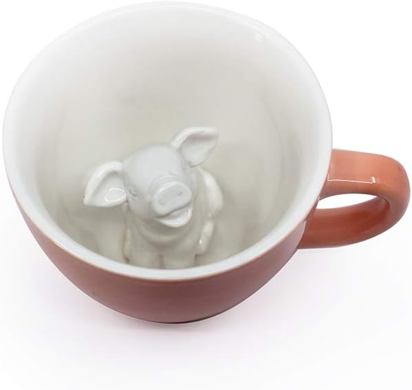 Creature Cups Pig Ceramic Cup - Hidden 3D Animal Inside Mug - Fun Farm Animal Gift, 11 oz