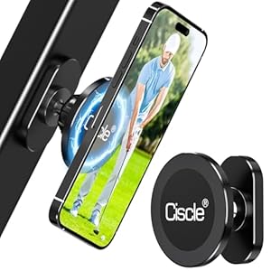 Magnetic Golf Cart Phone Holder, Aluminum Magnetic Phone Holder with N52 Magnets, Golf Cart Accessories Compatible with MagSafe iPhone 16 Pro Max Plus 15 14 13 12 Mini Fits EZGO Yamaha Club Car