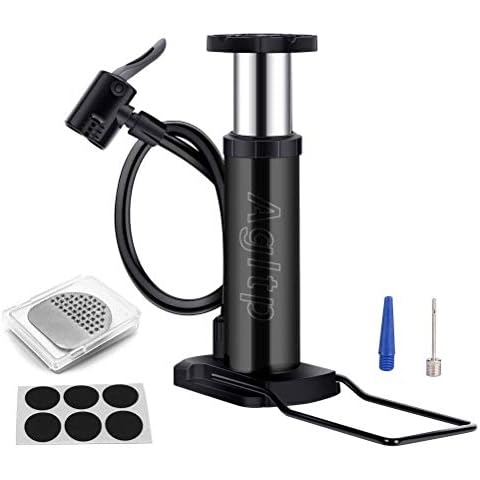 Agltp Bike Pump,Mini Bike Floor Pump Compact Mini Bicycle Tire Pump Compatible with Presta and Schrader Valve Portable Bicycle Pump,Aluminum Alloy Floor Bicycle Air Pump,Free Puncture Repair Kit Cover