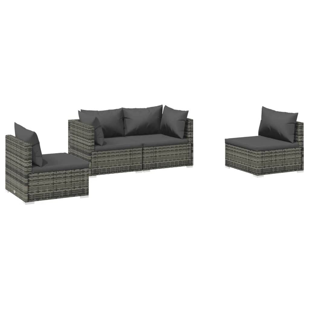 Mobilier de patio vidaXL pour vos soirées d'été en salon de jardin 4 pièces gris