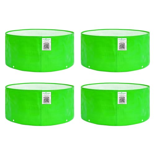Image of Anandi Green's Premium HDPE Uv Protected 260 GSM Round Shaped Green Colour Plants Grow Bags Suitable for Terrace and Vegetable Gardening 15x6 Inch Pack of 4 Plant Bag