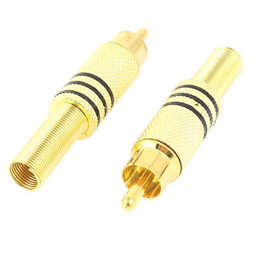 Echocart-10Pcs-Gold-Plated-RCA-Audio-Video-Male-Connector-Metal-Spring-Adapter