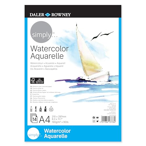Daler Rowney Simply - Bloc papier aquarelle 14 feuilles A4-190g/m²