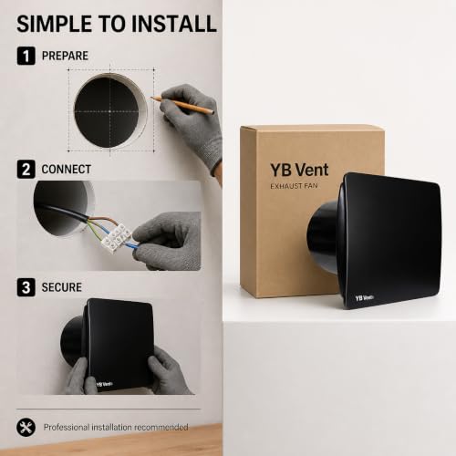 Image of 6 Inch Black Exhaust Fan for Bathroom, Kitchen & Office | 150mm Adjust Fan