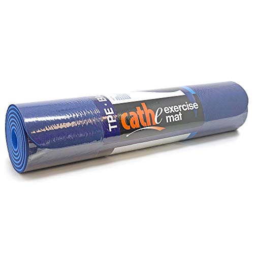 Cathe Blue Eco-Friendly Extra Thick Tpe Yoga Exercise Mat - Perfect For Yoga, Pilates, Floor Exercises, Core Training, Strength Training, Stretching And Meditation #TOP1
