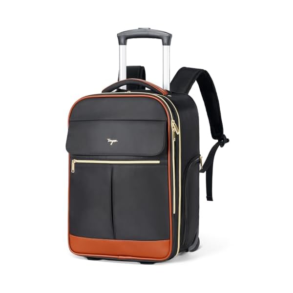 Rolling Backpack for Women Men, Travel Backpack with Wheels, Large Carry on Backpack Flight Approved, 17 Inch Wheeled Laptop Backpack for Travel Work Business Overnight Roller Bag, Black