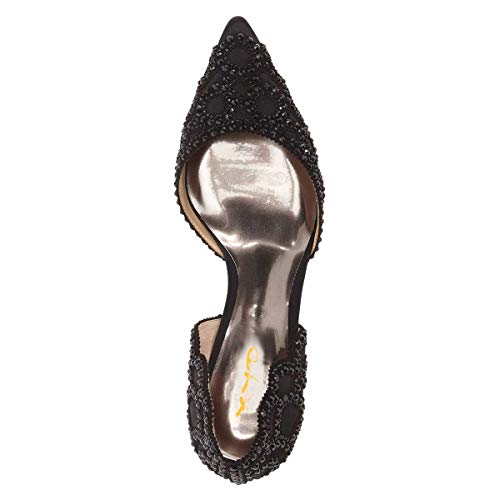Image of XYD Women's Pumps, Elegant Pointed Toe, D'Orsay Kitten Low Heels, Rhinestone Studs, Slip-On Satin Shoes for Wedding