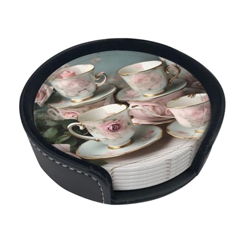 Tasses à thé avec roses imprimées romantiques en polyuréthane résistant - 2