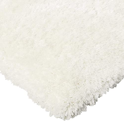 Image of Luxury Shaggy Carpet Solid Plain Fluffy Fur Rectangular Rugs for Bedroom Living Room 3X5 Feet Microfiber & Polyster Modern Interior Floor Mat White