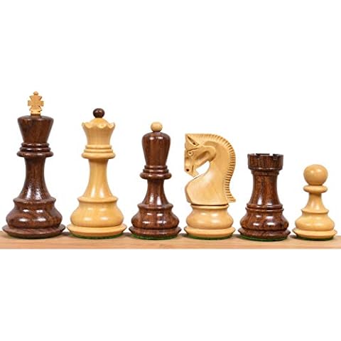 RoyalChessMall -3.9" Russian Zagreb 59' Chess Pieces only Set - Golden Rosewood and Boxwood Cover