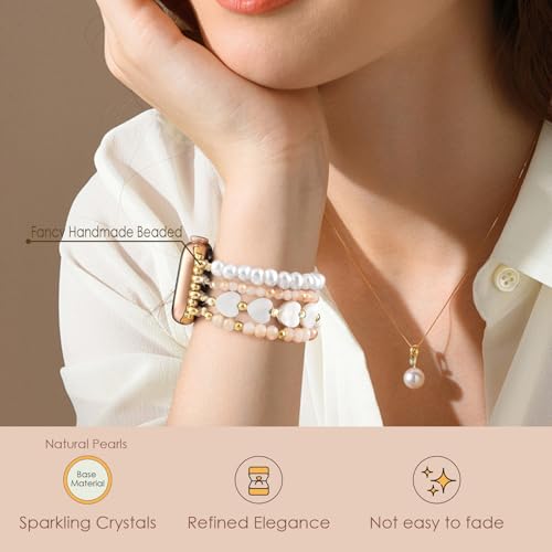 KOREDA Beaded Bracelets Compatible for Apple Watch Band 38mm 40mm 41mm 42mm 44mm 45mm 46mm Women, Fashion Handmade Dressy iPhone Watch Bands Stretchy Strap for iWatch Series 12 11 10 9 8 7 6 5 4 3 2 1 SE - image 3