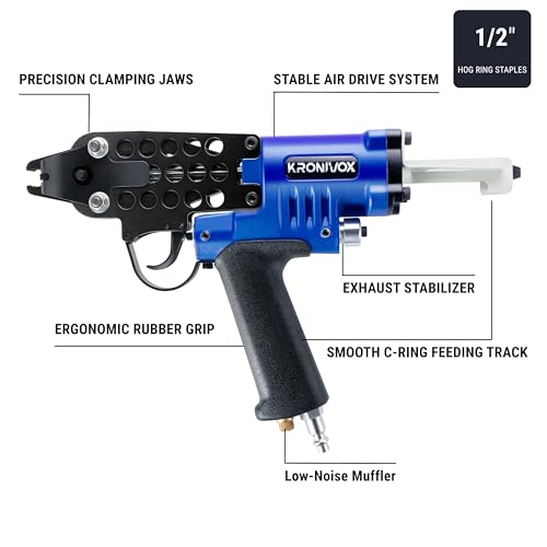 Kronivox SC760 Pneumatic Hog Ring Gun, 16GA 1/2-Inch C-Ring Stapler by Kronivox - Used condition - Image 5
