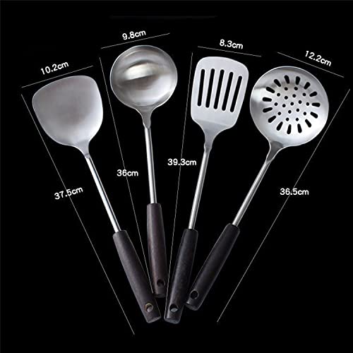 4 Pcs Kitchen Utensils Stainless Steel - Non-Stick Kitchen Utensils Set Non-Scratch & High Temperature Resistance Non-Slip，For Cooking, Toast Tongs, Slotted Spoon And Daily Life #TOP6