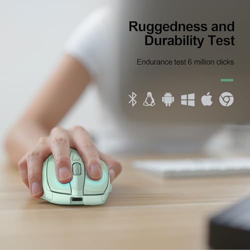 Image of TECKNET Wireless Mouse, BT 5.0 /2.4G, Rechargeable 6-DPI Silent, Green | Bluetooth 5.0 /3.0 & USB A, 2-Device Easy Switch, Wide OS Compatible, 6 Buttons, 6-DPI up to 4800, Ergonomic for S to M Hands