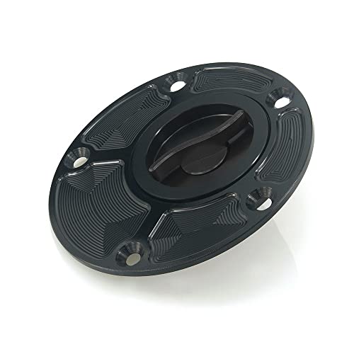 Motorrad Benzin Tankdeckel Abdeckung CNC für Yamaha FZ1 FZ6 FZR YZF R1 R6 YSR50 Fazer (Schwarz)