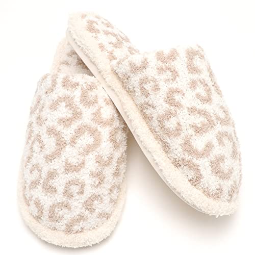 MIRMARU Women’s Animal Print Comfort Fluffy Fuzzy Slip-on House Slippers Open Toe Cross Band Indoor Outdoor Non-Slip Slippers for Women4