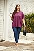 GeGekoko Women's T-Shirt Summer Short Sleeve Crew Neck Top Loose Women Casual Loose Tops Elegant Blouse, Red-Wine, XXL #2