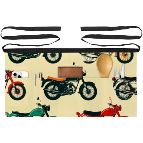 Tablier de cuisine court multicolore avec 3 poches pour loisirs créatifs