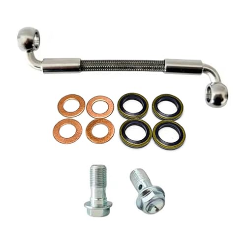 Conducto de freno M10 plata de 30cm con doble terminal de 90° para moto y embrague