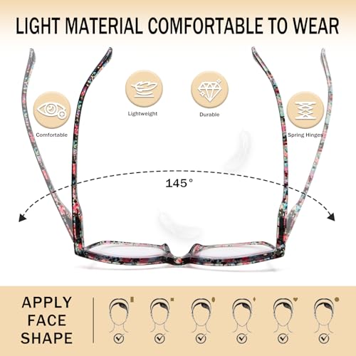 Image of SIGVAN Ladies Reading Glasses Blue Light Blocking Spring Hinge Fashion Pattern Print Eyeglasses for Women