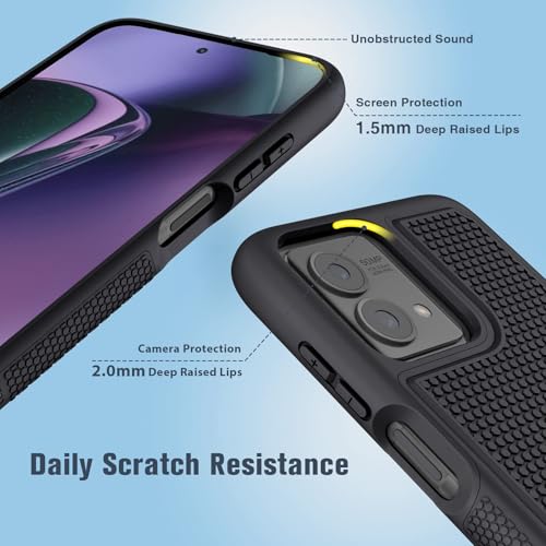 Image of FNTCASE for Motorola Moto G-Stylus-5G-2023 Case: Dual Layer Shockproof Protective Phone Cover | Anti Slip Textured Back | Military Protection Bumper | Soft Slim Lightweight Rugged Black