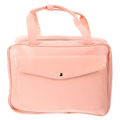Trousse de toilette cuir PU imperméable rose au design compact premium