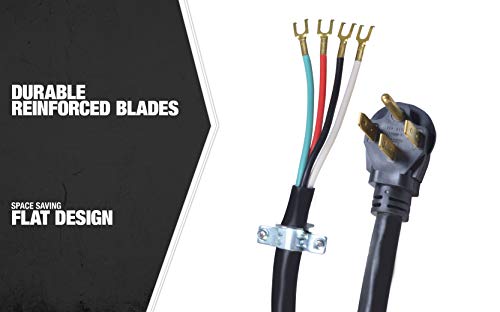 Southwire 9044Sw8808 Range Power Cord, 4-Foot, 1/4-Inch Flanged Terminals, Flat Plug, Compatible With Most Standard Free Standing Electrical Ranges With A 4 Conductor Wall Outlet, 125/250-Volt, 50-Amp #TOP4