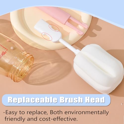 Image of Bottle Brush Sponge Replacement Head 10 PCS Durable Soft Sponge Brush Head Environmental Protection Cup Cleaner Brush Refill Heads Without Handle (Sponge Brush Head 10PCS)