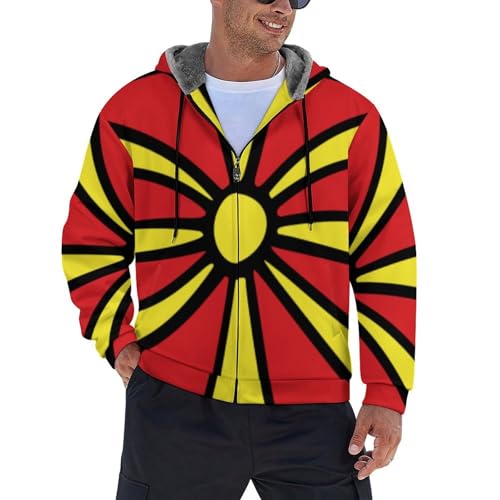 Manteau sweat jacket à capuche homme avec intérieur polaire épaisse zippée