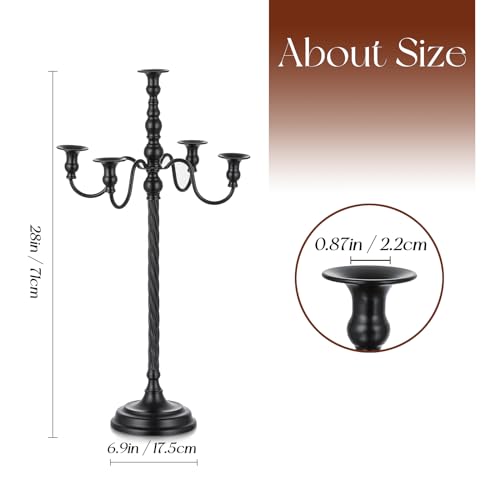 Candeldo Black Candelabra Halloween Decorations: Floor Gothic Candle Holder 5 Arm Metal Candlestick Stand For Table Fireplace Victorian Decor Set Of 2 thumb #5
