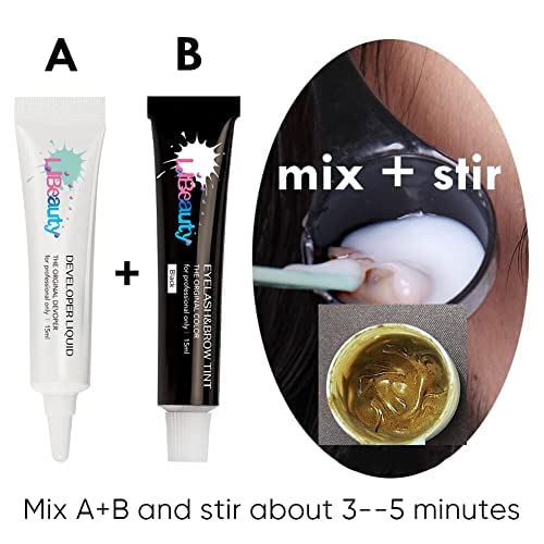 Miniatura 5 de Libeauty Kit de color negro para pestañas, kit de cejas, coloración voluminosa rápida con herramientas completas Kit de color de pestañas para salón