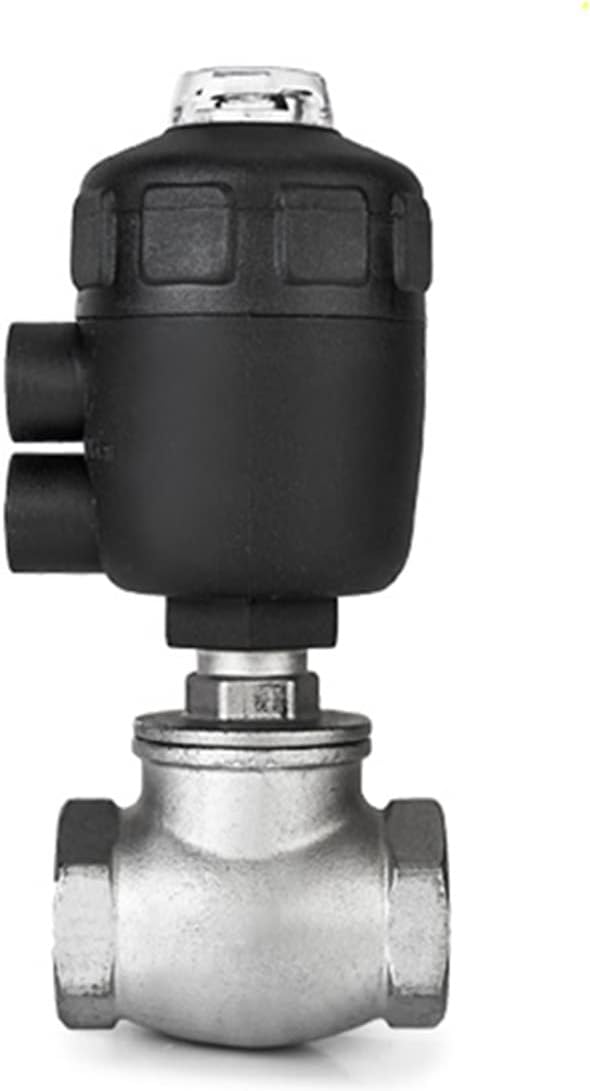 1/2 3/4 1 1-1/4 1-1/2 2 Inch Stainless Steel T-Type Pneumatic Thread Globe Valve PTFE Sealing 1Pcs (Size : 1-1/2", Color : Single Acting)