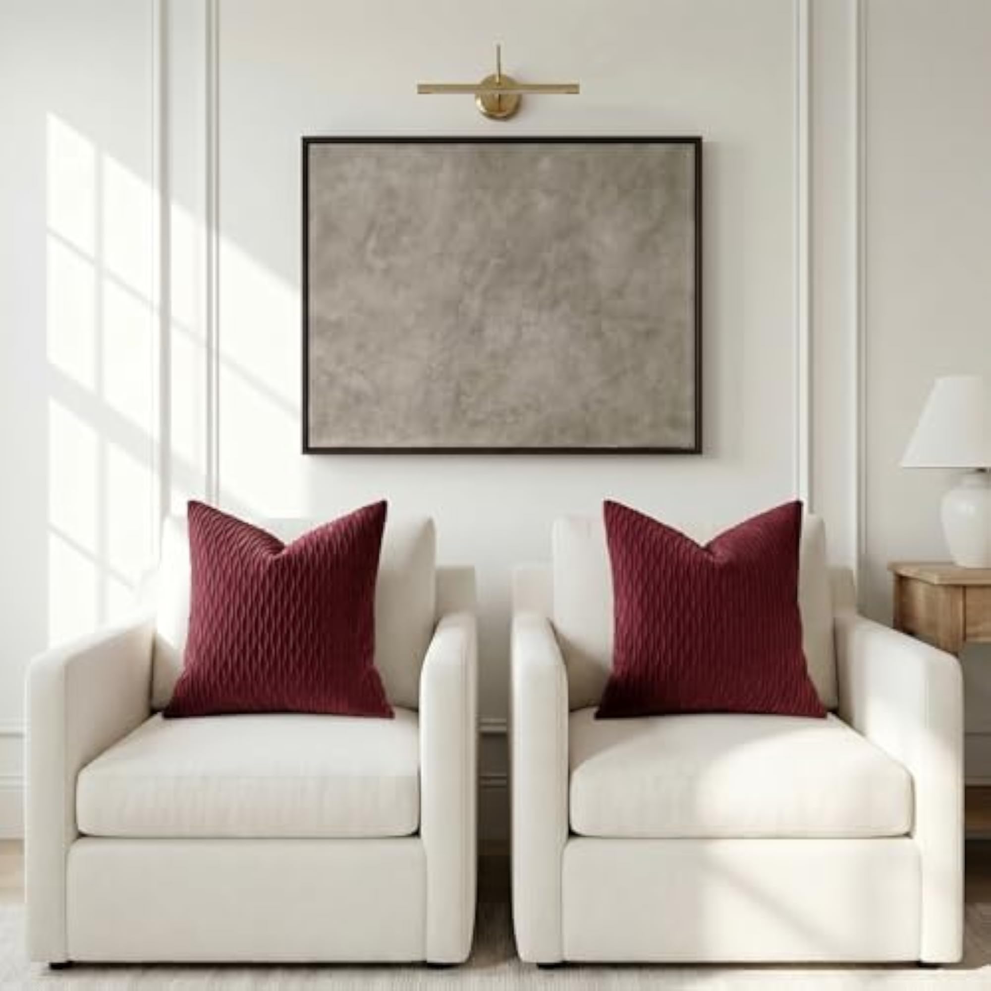 Burgundy Velvet Decorative Throw Pillow Covers, 2 Pack