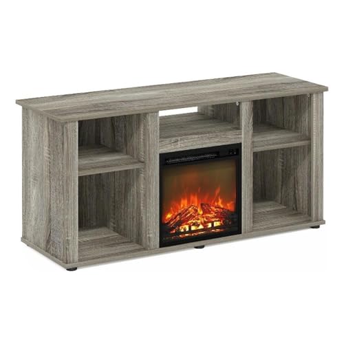 Pemberly Row Fireplace TV Entertainment Center with Open French Oak