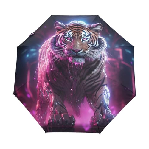 KAAVIYO Pink Starlight Tiger Umbrella Windproof Automatic Foldable Umbrells Auto Open Close for Men Women Kids