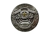 Toxic Jungle 2 Pieces 1-1/2 Inch (38mm) Motorcycle Engine Slotted Concho, Leathercraft Embellishment, Screw Back for mounting on Your Belt/Saddle Blanket/Hats/Wallet, Antiqued Silver/Gold