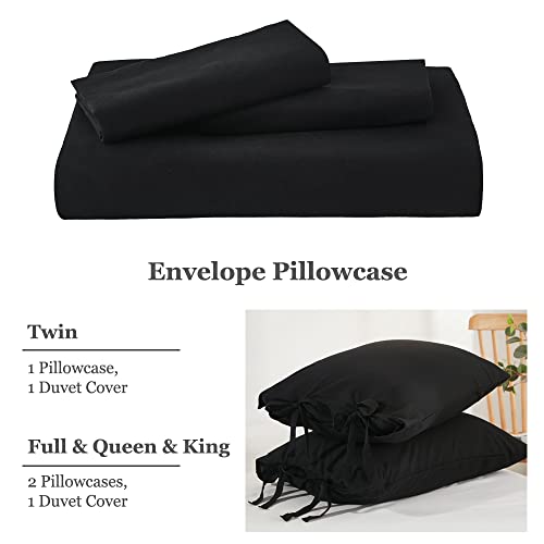 Image of annadaif Black Duvet Cover King Size (104x90 Inch), 3 Pieces Bowknot Ultra Soft Washed Microfiber Bow Tie Duvet Cover Set, Easy Care Bedding Set for Men, Women, Boys and Girls