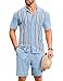 COOFANDY Men's Short Sleeve Button Down Knit Polo Shirts And Shorts Sets Summer Oufits 2 Piece Set For Men