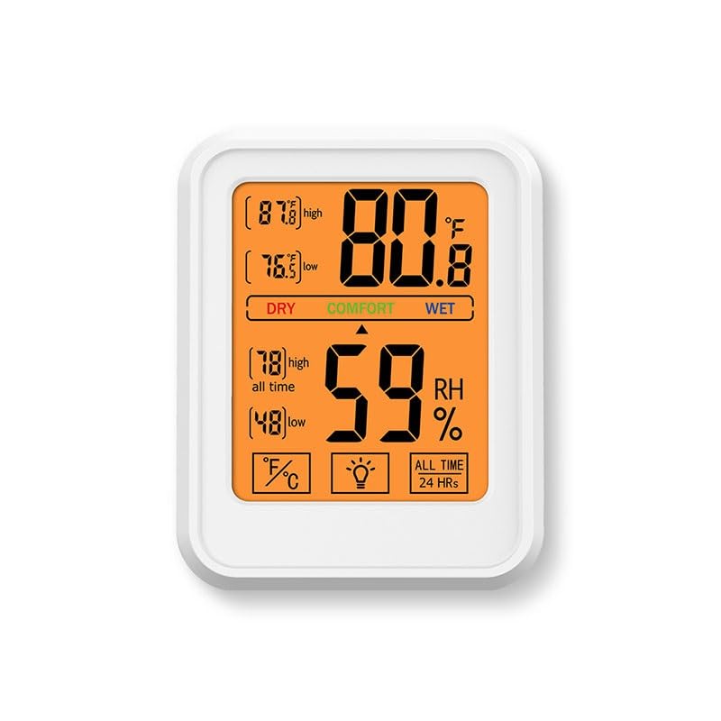 The Multi Functional Indoor Temperature Humidity Meter Can Be Hung or Placed Upright to Record Household Conditions