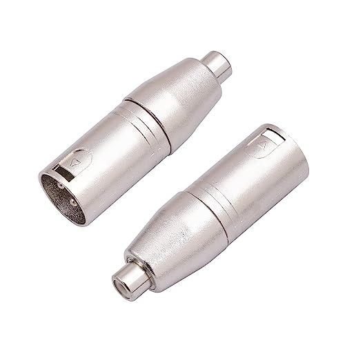 HUALEU XLR Male to RCA Female Adapter Cable - 2 Pack Audio Connector Converter for Microphone