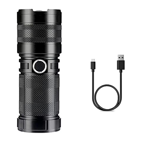 YYHJ Handheld Flashlight 90000 Lumen with Rechargeable Batteries LED Tactical Flashlight Zoomable 2 Modes Adjustable Focus Water Resistant for Camping Hiking Outdoor Biking Emergency Cover