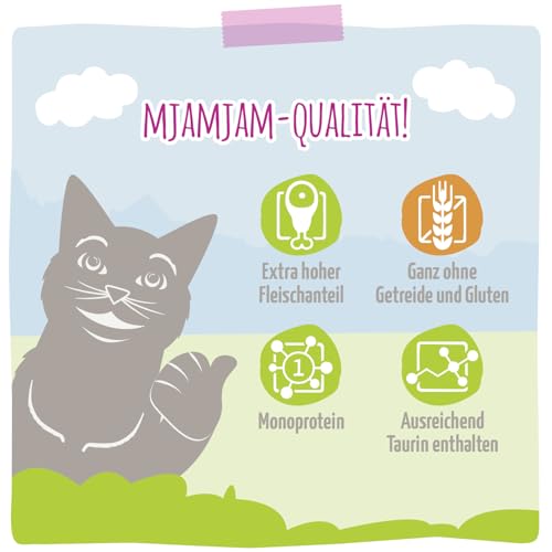 MjAMjAM - Premium Nassfutter für Katzen - saftiges Schwein an leckeren Möhrchen, 6er Pack (6 x 400 g), getreidefrei mit extra viel Fleisch – Ansicht 4