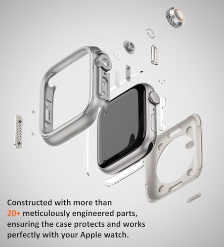 Image of LTIMAL Metal Case Compatible with Apple Watch Series SE3 /SE2 /SE /6 /5 /4 44mm with Back Cover, Military Grade Shockproof Protective Case, Rugged Cover for iWatch 44mm (Silver)