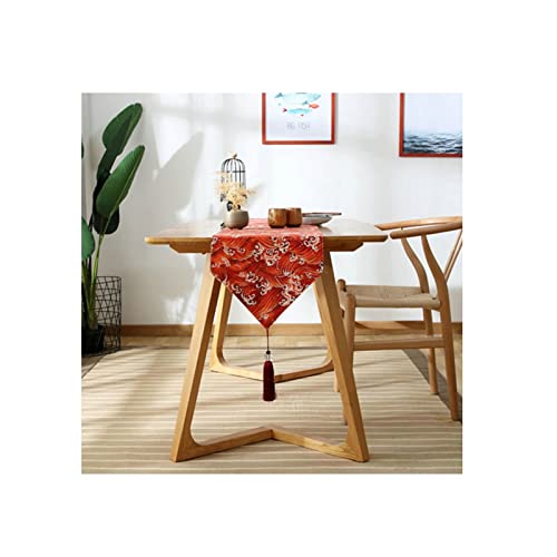 Chemin de table rouge en coton motif ondulé moderne 33x120 cm WXKAGF