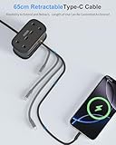 Travel Extension Lead, FDTEK 2 Way Power Strip with Retractable USB C Cable and 3 USB Slots, Small UK Extension Socket with 1.5M Cable for Travel Home Office Camping Cruise - Image 3