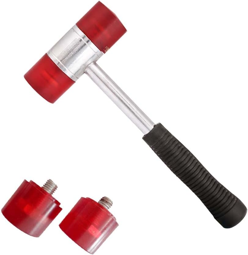 Volo soft faced hammer with two nylon mallets (Color: Red)