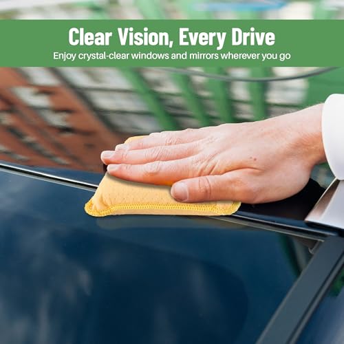 Image of Evelots Car Windshield Cleaner, Defogging Chamois Sponges, 4-Pack, Yellow | Use Wet or Dry Without Cleaners to Remove Haze, Condensation, Dirt and Grime From Auto Glass, Boat Surfaces and Bath Mirrors.