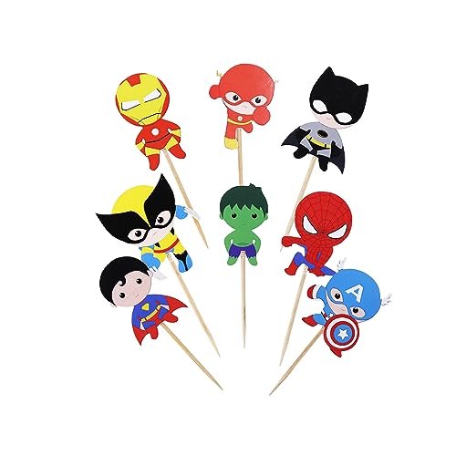 Confetti! C-CCT-SUPERHERO Confetti 24Pc Cartoon Superhero Cupcake Topper For Kids Birthday Party Cake Decoration Supplies Super Heroes Cupcake Toppers Cupcake Toppers/Super Heroes Party Supplies/Superheroes Inspired thumb #4
