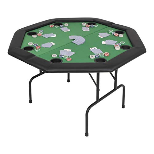 Yongdu 8-Spieler Poker Klapptisch 2-Fach Zuklappbar, Poker Table, Spieltisch, Blackjack, Poker Tisch, Roulette Tisch, Deko Casino Poker, Achteckig Grün